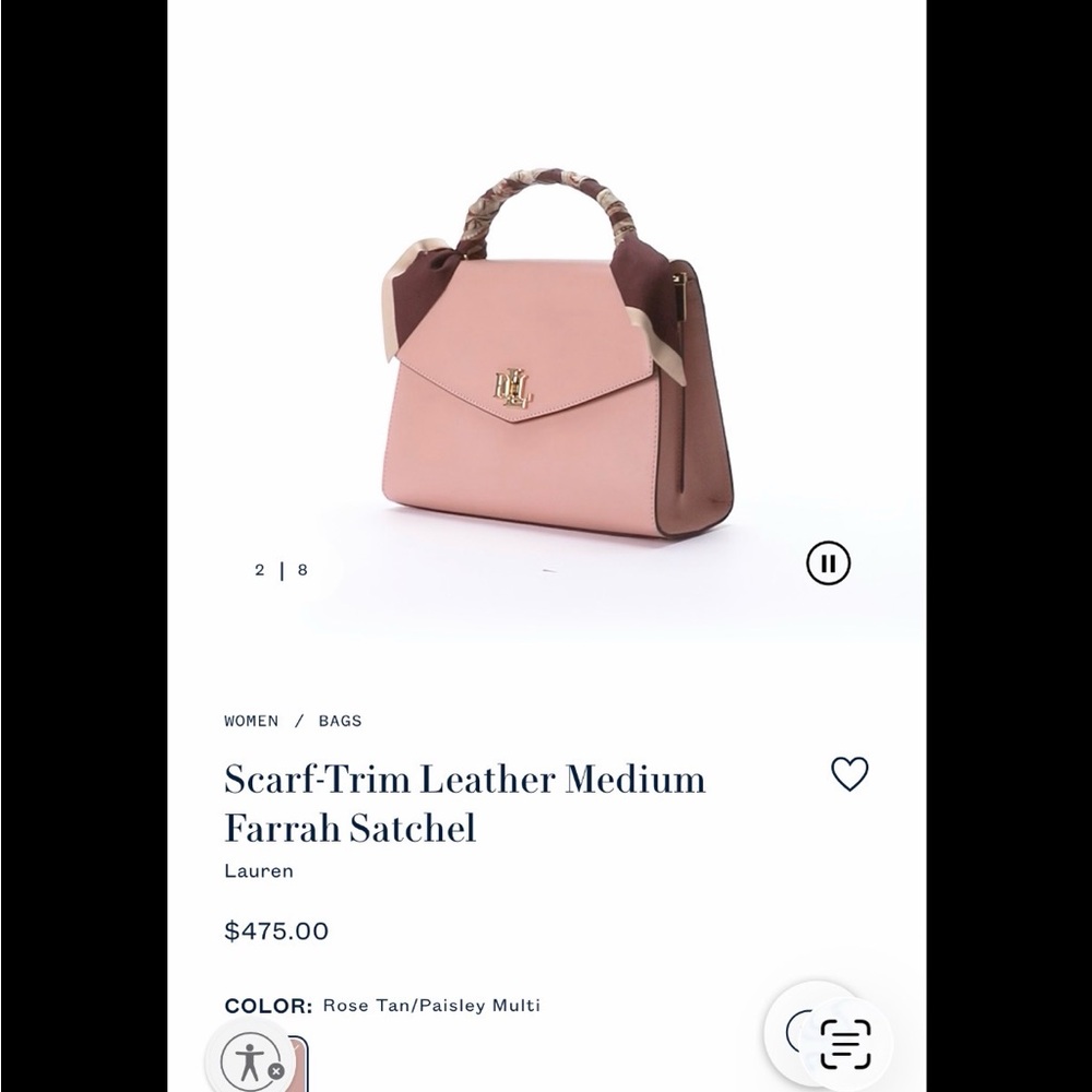 NWT Lauren Ralph Lauren Pink Farrah bag